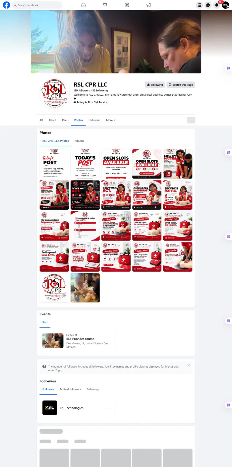 RSL CPR LLC Facebook page managed by KnL Technologies